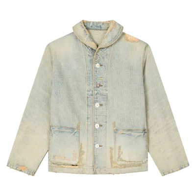 Pre-owned Kenzo Shawl Chore Jacket 'bleached Blue Denim' | Men's Size L