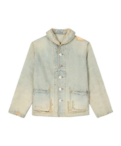 Kenzo Shawl Chore Jacket In Japanese Denim In Multi