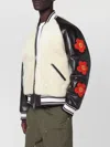 Kenzo Beige Shearling-effect And Brown Leather Bomber Jacket In Neutral