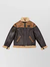 Kenzo Flying Boke Shearling Jacket In Brown