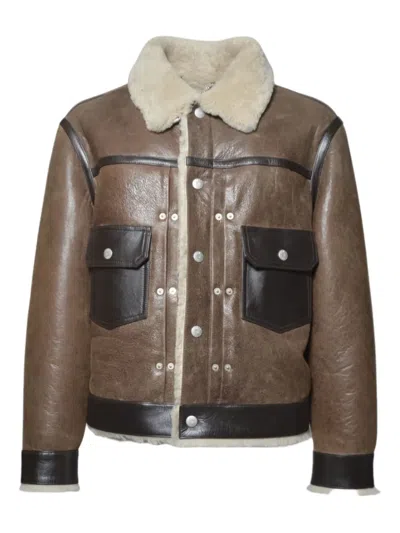 Kenzo Shearling Pocket Jacket In Brown