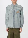 Kenzo Drawn Varsity Denim Shirt In Blue