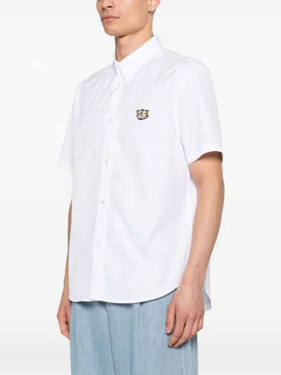Kenzo Wild Tiger Crest Short Sleeve Shirt In White