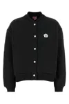 Kenzo Black Stretch Cotton Bomber Jacket In Blue