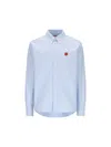 Kenzo Collared Shirt With Long Sleeves And Buttoned Cuffs In Blue
