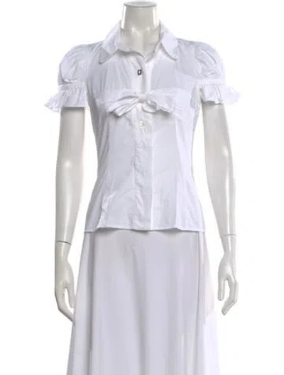 Pre-owned Kenzo Short Sleeve Blouse In White