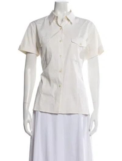 Pre-owned Kenzo Short Sleeve Button-up Top In Neutral
