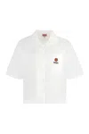 Kenzo Short Sleeve Cotton Shirt In White