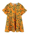 Kenzo Short Sleeve Dress In Orange