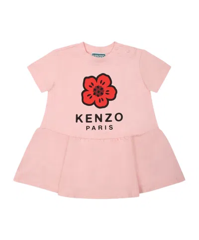 Kenzo Babies' Short Sleeve Dress In Pink