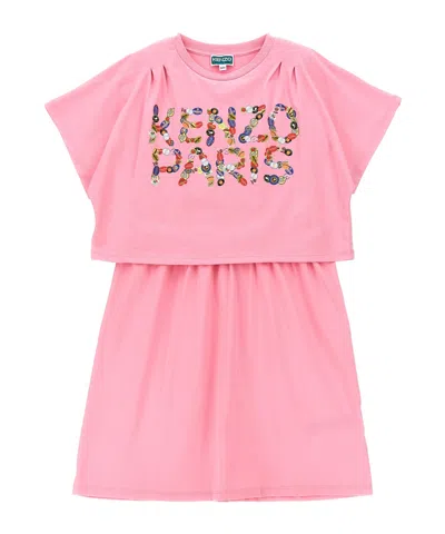 Kenzo Short Sleeve Dress In Pink