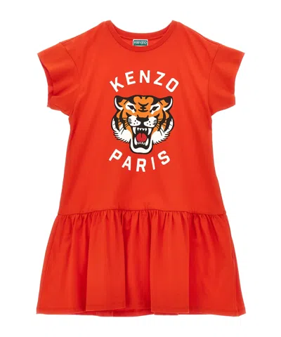 Kenzo Short Sleeve Dress In Red