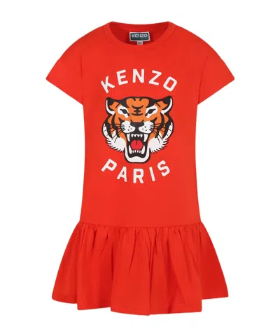 Kenzo Kids' Short Sleeve Dress In Red