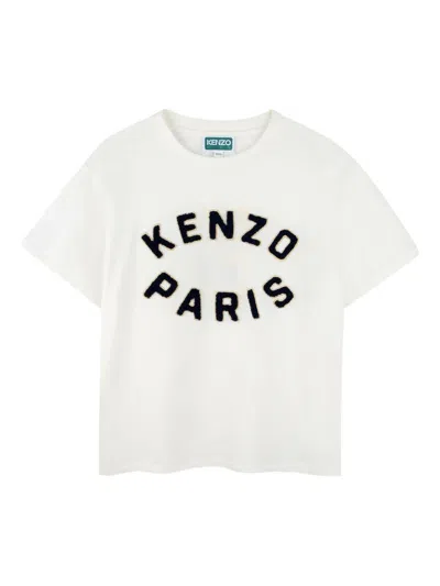 Kenzo Kids' Short-sleeved Cotton T-shirt  In White
