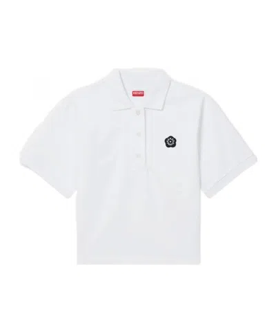 Kenzo Short-sleeved Embroidered Polo Shirt In White