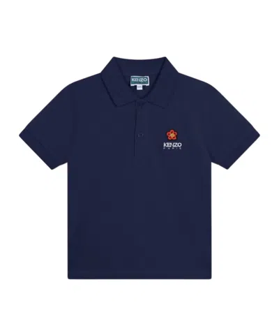 Kenzo Boke Flower Organic Cotton Polo Shirt In Blue