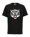 Kenzo Black T-shirt With Happy Tiger Print On The Front In Black