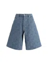 Kenzo Mens Regular-fit Weave-pattern Denim Shorts Bleached Blue Denim