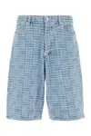 Kenzo Mens Regular-fit Weave-pattern Denim Shorts Bleached Blue Denim