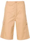 Kenzo Men's Cotton Ripstop Texture Logo Patch Shorts In Brown