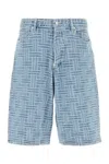 Kenzo Mens Regular-fit Weave-pattern Denim Shorts Bleached Blue Denim In Bleachedbluedenim