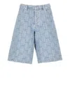Kenzo Mens Regular-fit Weave-pattern Denim Shorts Bleached Blue Denim In Blue