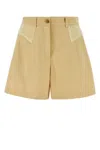 Kenzo Cream Cotton Bermuda Shorts In Brown