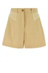 Kenzo Cream Cotton Bermuda Shorts In Brown