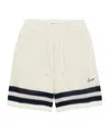 Kenzo Mesh Cotton Shorts Contrast Stripe Hem In White