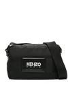 Kenzo Logo-embossed Messenger Bag In Black