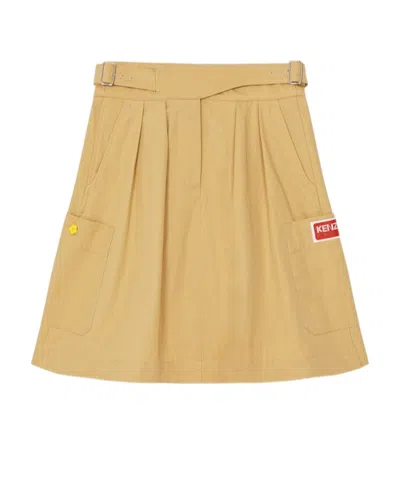 Kenzo Side Buckle-fastening Detail Skirt In Nude