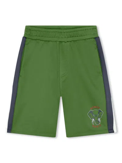 Kenzo Kids' Side-stripe Bermuda Shorts In Green