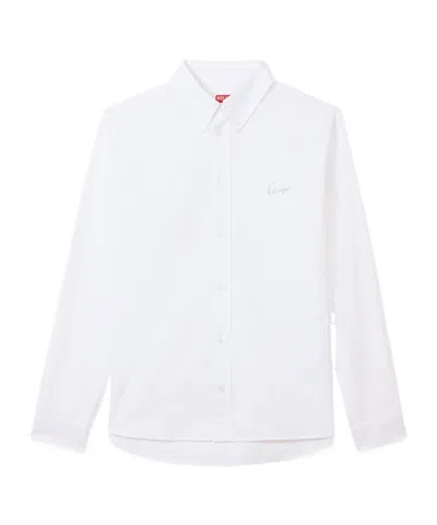 Kenzo ' Signature' Casual Shirt In Seersucker Cotton In White