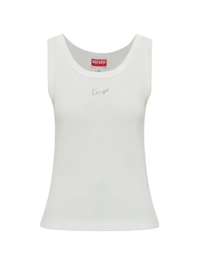 Kenzo Signature Logo-embroidered Cotton Tank Top In White
