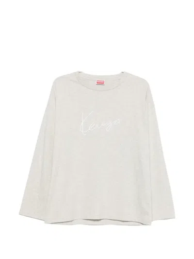 Kenzo Signature Logo-embroidered Long-sleeve T-shirt In Multi