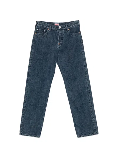 Kenzo Signature Logo-embroidered Straight-leg Jeans In Blue