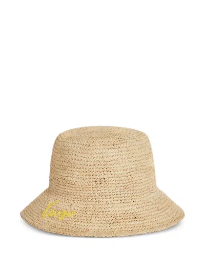 Kenzo Signature-weaved Raffia Bucket Hat In Neutral
