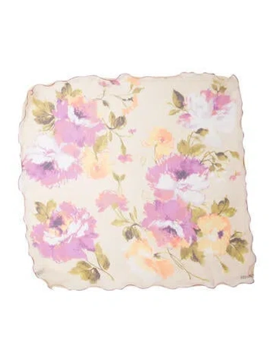 Pre-owned Kenzo Silk Floral Print Bandana In Yellow
