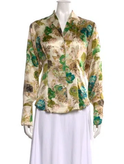 Pre-owned Kenzo Silk Floral Print Blouse In Multi