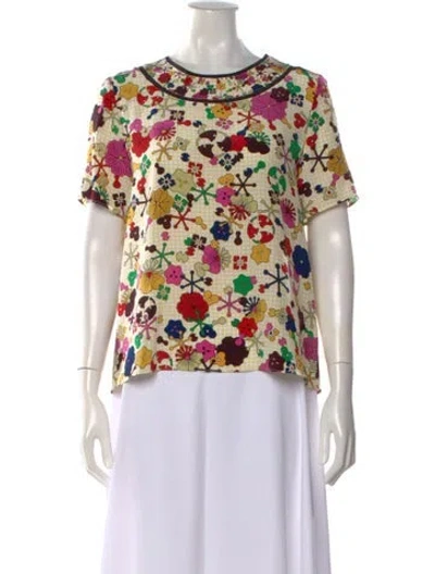Pre-owned Kenzo Silk Floral Print Top In Multi