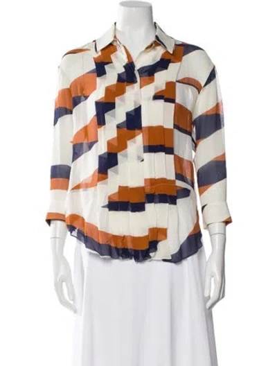 Pre-owned Kenzo Silk Graphic Print Blouse In Multi