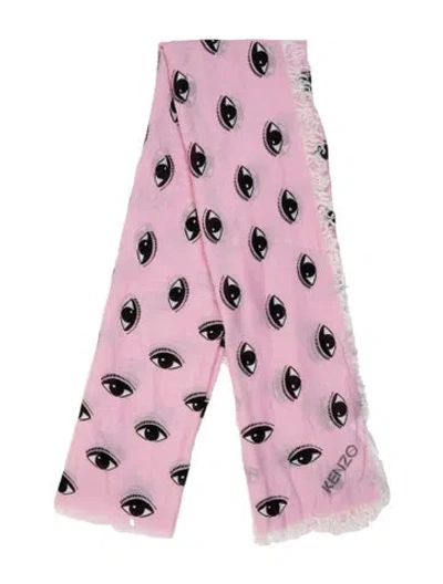 Pre-owned Kenzo Silk Graphic Print Scarf In Black