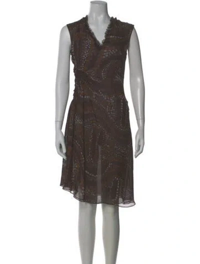 Pre-owned Kenzo Silk Knee-length Dress In Brown