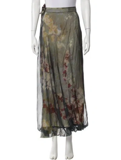 Pre-owned Kenzo Silk Long Skirt In Multi