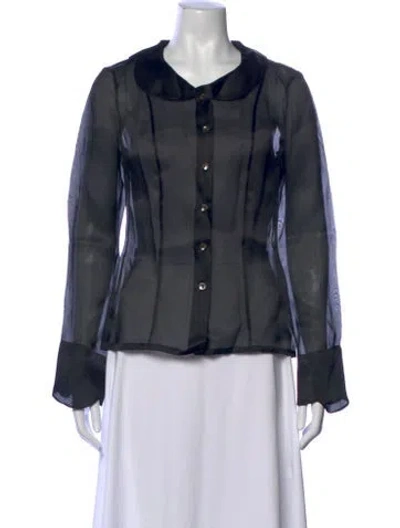 Pre-owned Kenzo Silk Long Sleeve Blouse In Black
