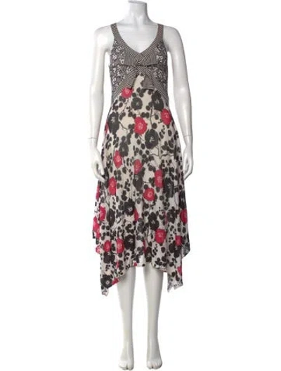 Pre-owned Kenzo Silk Midi Length Dress In Multicolor