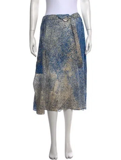 Pre-owned Kenzo Silk Midi Length Skirt In Blue
