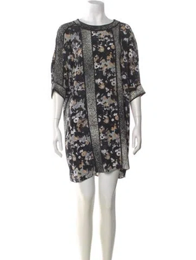 Pre-owned Kenzo Silk Mini Dress In Black
