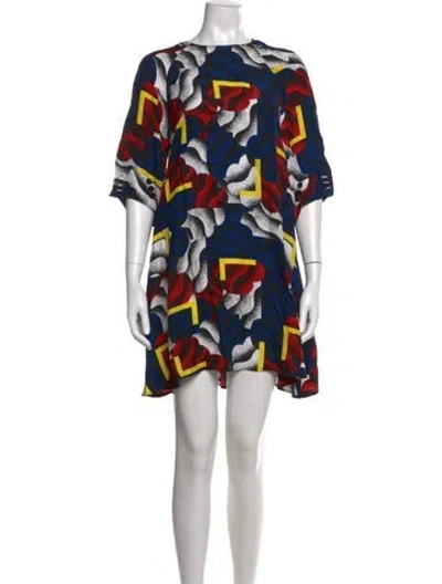 Pre-owned Kenzo Silk Mini Dress In Blue