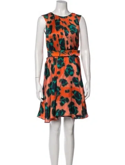 Pre-owned Kenzo Silk Mini Dress In Orange